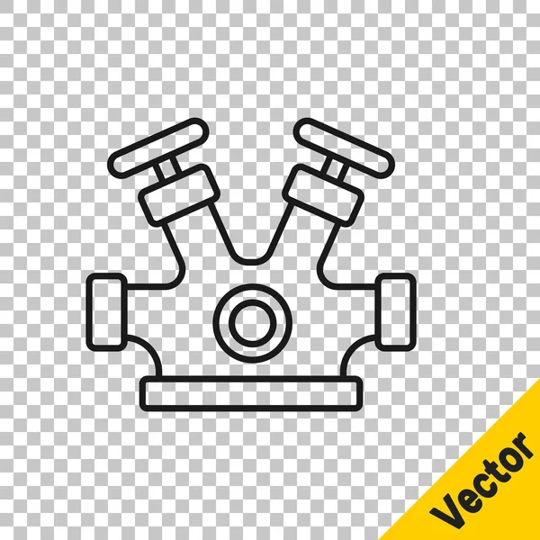 Schwarze Linie Feuerhydrant Symbol Isoliert Auf Transparentem Hintergrund Vektor — Stockvektor
