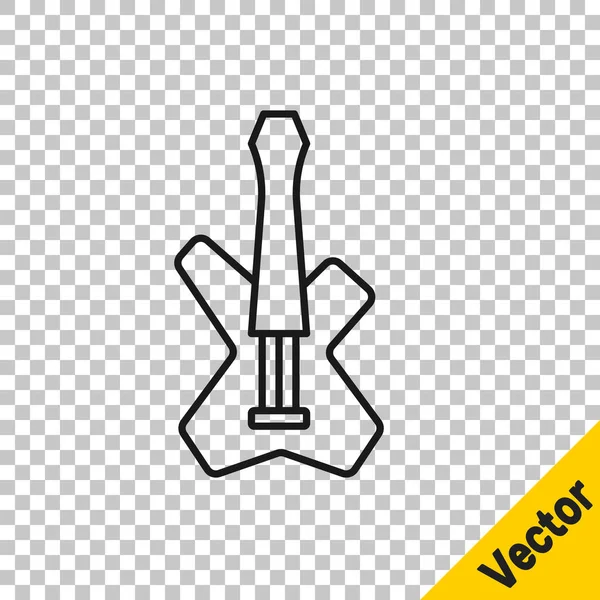 Svart Linje Elektrisk Bas Gitarr Ikon Isolerad Transparent Bakgrund Vektor — Stock vektor