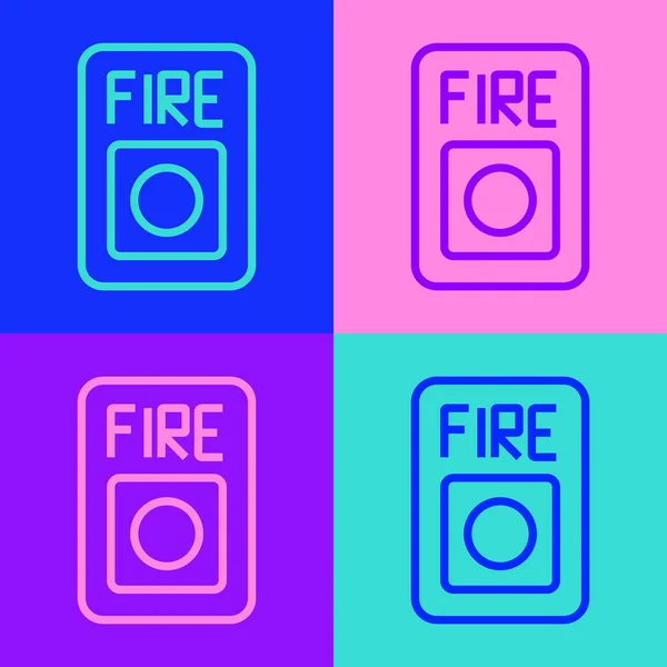 Pop Art Line Fire Alarm System Icon Isolated Color Background — Stock Vector