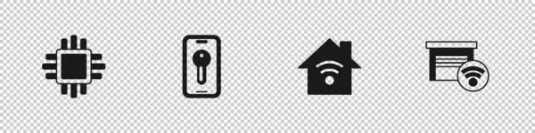Ορίστε Επεξεργαστής Cpu Smart Key Home Και Garage Icon Διάνυσμα — Διανυσματικό Αρχείο