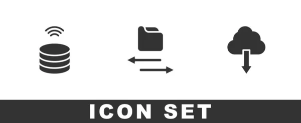 Slimme Dataserver Instellen Bestanden Overzetten Cloud Download Icoon Vector — Stockvector