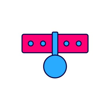 Beyaz arkaplanda izole edilmiş isim etiketi simgesi ile taslak tasması dolduruldu. Evcil hayvanlar için basit malzemeler. Kedi köpek bakımı. Evcil hayvan zincirleri. Vektör