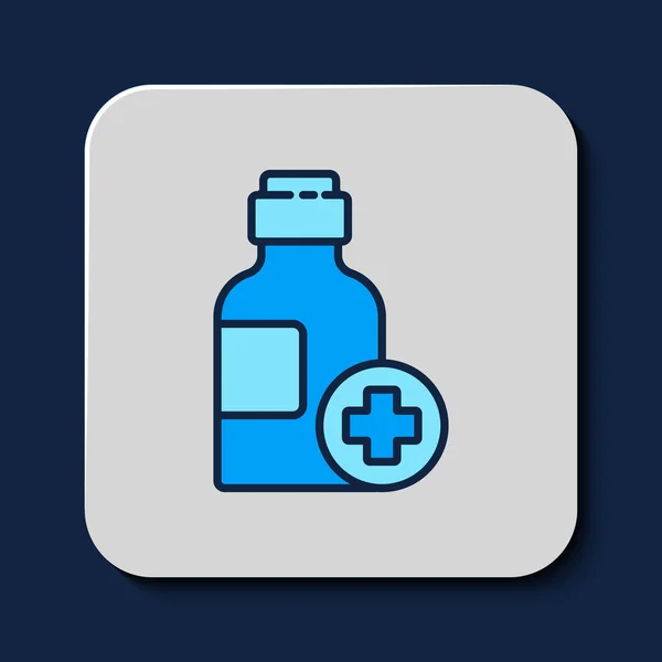 Γεμάτο Περίγραμμα Φιάλη Σιροπιού Φαρμάκων Απομονωμένη Μπλε Φόντο Διάνυσμα — Διανυσματικό Αρχείο