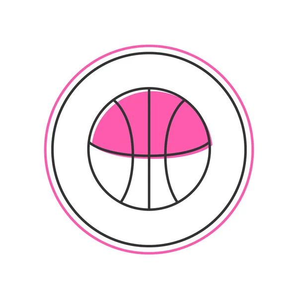 Заповнена Контурна Піктограма Баскетбольного Яча Ізольована Білому Тлі Спортивний Символ — стоковий вектор