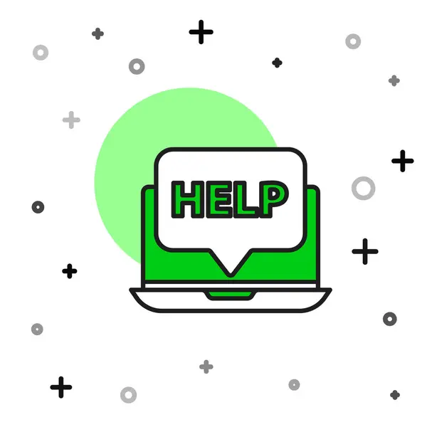Filled Outline Laptop Help Icon Isolated White Background Adjusting Service — Image vectorielle