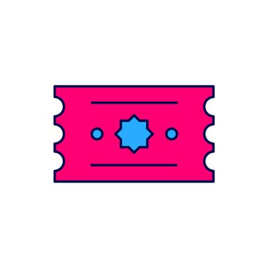 Doldurulmuş Bilet simgesi beyaz arkaplanda izole edildi. Eğlence parkı. Vektör