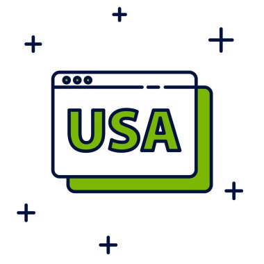 Filled outline USA United states of america on browser icon isolated on white background.  Vector