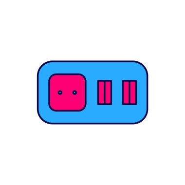 Doldurulmuş elektrik çıkış simgesi beyaz arkaplanda izole edildi. Elektrik prizi. Rosette sembolü. Vektör