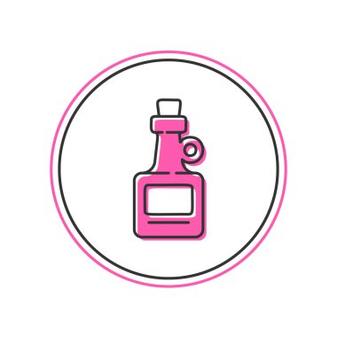 Beyaz arka planda izole edilmiş, ana hatları alkollü içki şişesi ikonu. Vektör