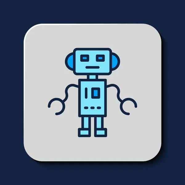 Contour Rempli Robot Icône Jouet Isolé Sur Fond Bleu Vecteur — Image vectorielle