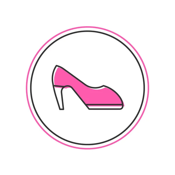 Filled Outline Woman Shoe High Heel Icon Isolated White Background — Stock Vector