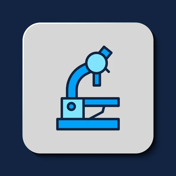 Filled Outline Microscope Icon Isolated Blue Background Chemistry Pharmaceutical Instrument — Wektor stockowy