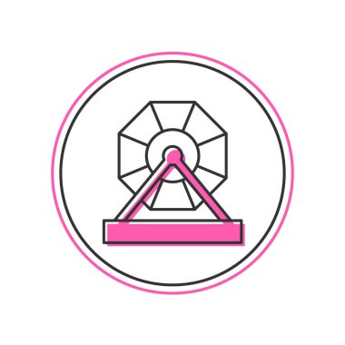 Doldurulmuş ana hatlı loto makinesi simgesi beyaz arkaplanda izole edildi. Lotto bingo şans oyunu konsepti. Çarkıfelek keyfi. Vektör