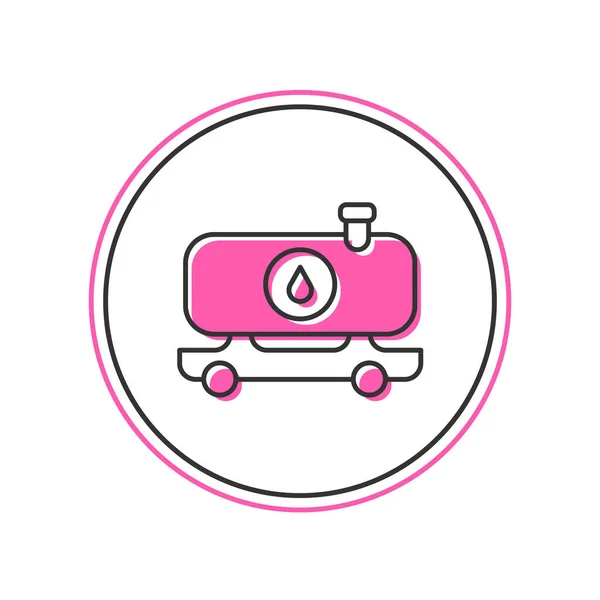 Filled Outline Fuel Tanker Truck Icon Isolated White Background Gasoline — Image vectorielle