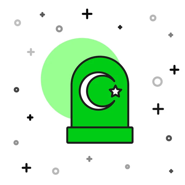 Filled Outline Muslim Cemetery Icon Isolated White Background Islamic Gravestone — Stockový vektor