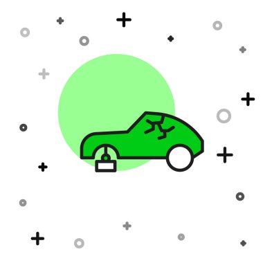 Filled outline Broken car icon isolated on white background. Car crush. Vector.