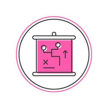 Doldurulmuş ana hatlar strateji konsepti simgesi beyaz arkaplanda izole edildi. Bardak düzeni ve taktik. Vektör.