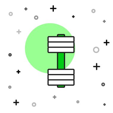 Doldurulmuş Dumbbell simgesi beyaz arkaplanda izole edildi. Kas kaldırma ikonu, fitness halteri, spor aletleri, egzersiz yaban domuzu. Vektör.