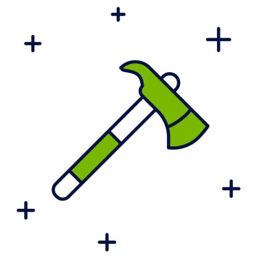 Filled outline Firefighter axe icon isolated on white background. Fire axe. Vector.