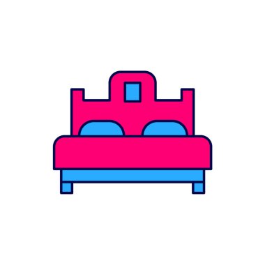 Filled outline Bedroom icon isolated on white background. Wedding, love, marriage symbol. Bedroom creative icon from honeymoon collection. Vector.