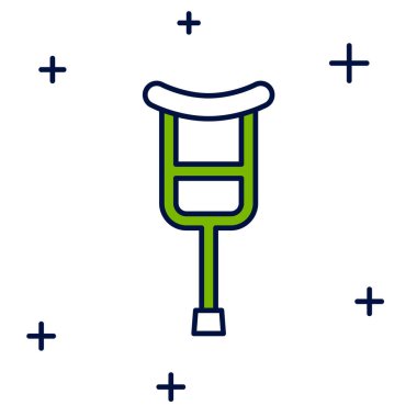 Filled outline Crutch or crutches icon isolated on white background. Equipment for rehabilitation of people with diseases of musculoskeletal system. Vector.