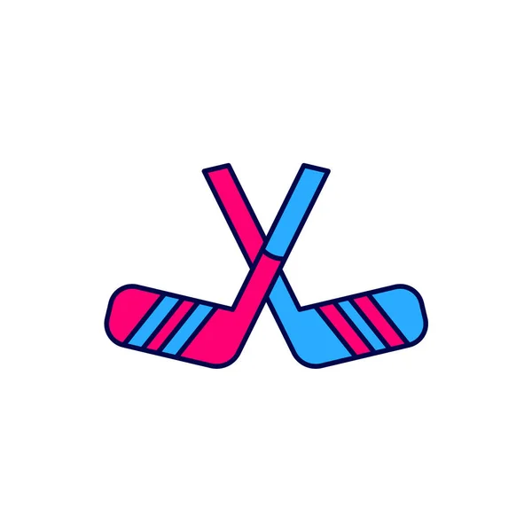 Filled Outline Ice Hockey Sticks Icon Isolated White Background Vector — Vetor de Stock
