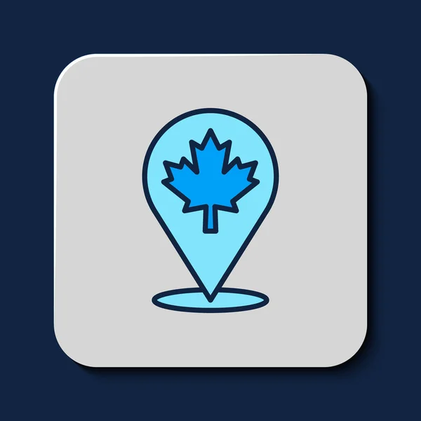 Γεμάτη Περίγραμμα Καναδική Εικόνα Φύλλων Σφενδάμου Απομονωμένη Μπλε Φόντο Φύλλο — Διανυσματικό Αρχείο