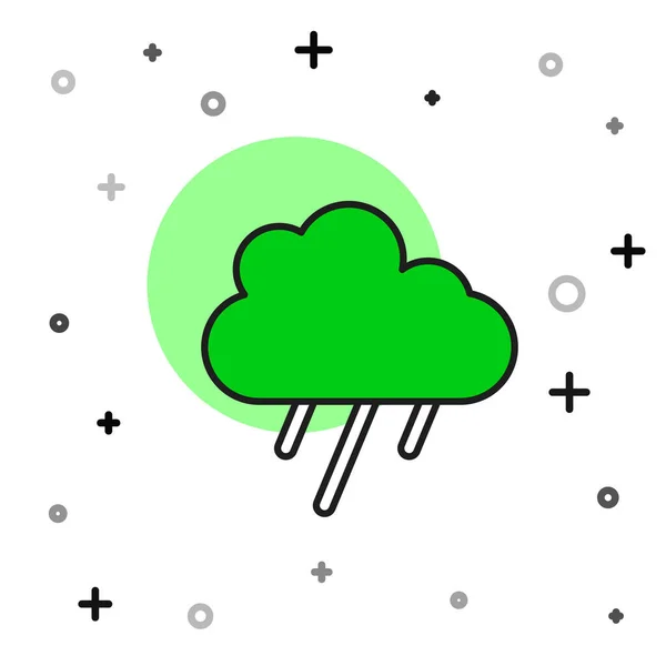 구름에는 배경에 상징하는 아이콘이 그려져 빗방울을 동반하여 내리게 됩니다 Vector — 스톡 벡터