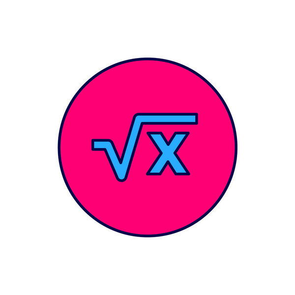 Заполненный контур квадратного корня x иконки глифа, выделенного на белом фоне. Математическое выражение. Вектор.
