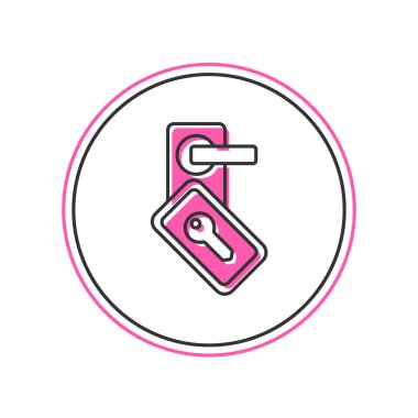 Filled outline Digital door lock with wireless technology for unlock icon isolated on white background. Door handle sign. Security smart home. Vector.