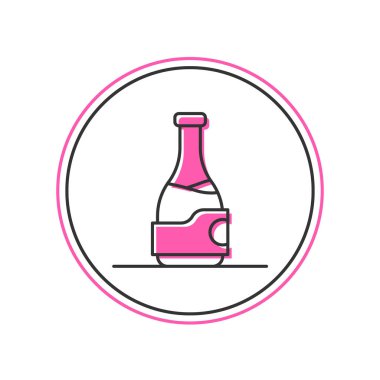 Beyaz arka planda izole edilmiş bir şişe şarap ikonu. Vektör.