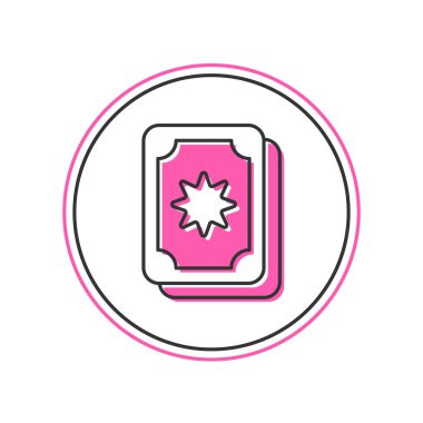 Doldurulmuş Tarot kartları simgesi beyaz arkaplanda izole edildi. Sihirli tarot kartları seti. Vektör.