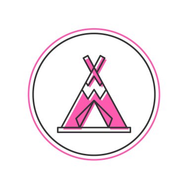 Beyaz arkaplanda izole edilmiş geleneksel kızılderili çadırı ya da wigwam simgesi. Kızılderili çadırı. Vektör.