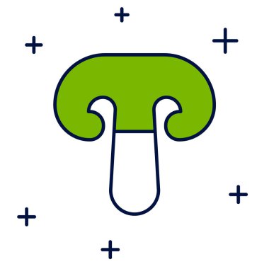 Beyaz arkaplanda izole edilmiş ana hatlı mantar ikonu. Vektör.