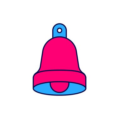 Doldurulmuş kilise çan simgesi beyaz arka planda izole edilmiş. Alarm sembolü, servis zili, el zili işareti, uyarı sembolü. Vektör.