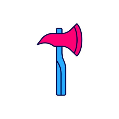 Filled outline Firefighter axe icon isolated on white background. Fire axe. Vector.