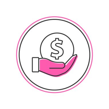 Taslak Para beyaz arkaplanda izole edilmiş kalkan simgesi ile dolduruldu. Sigorta konsepti. Güvenlik, güvenlik, koruma, konsept koruma. Vektör.