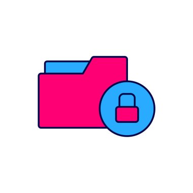 Doldurulmuş ana dizin ve kilit simgesi beyaz arkaplanda izole edildi. Kapalı dosya ve asma kilit. Güvenlik, güvenlik, koruma kavramı. Vektör.