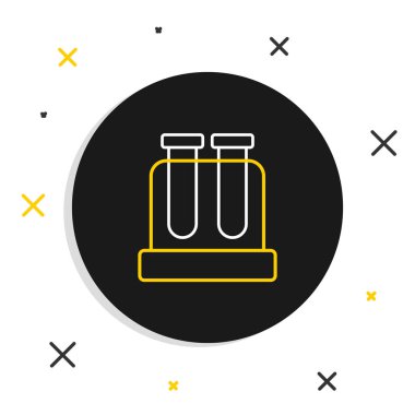 Çizgi Test tüpü ve kimyasal test ikonu beyaz arka planda izole edildi. Laboratuvar cam levhası. Renkli taslak konsepti. Vektör.