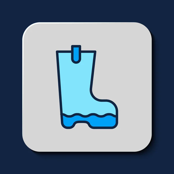 Filled Outline Waterproof Rubber Boot Icon Isolated Blue Background Gumboots — Stockový vektor