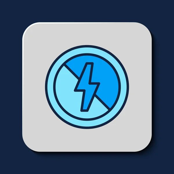 Filled Outline Lightning Icon Isolated Blue Background Electricity Vector — Stock Vector