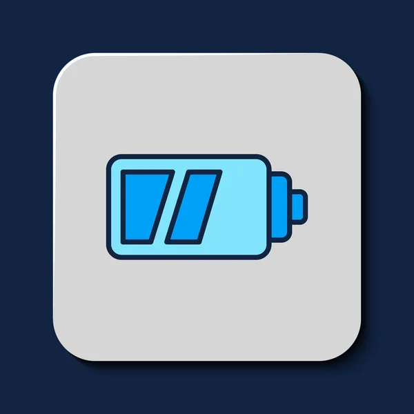 Filled Outline Battery Camera Icon Isolated Blue Background Lightning Bolt — Vetor de Stock