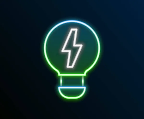 Glowing Neon Line Creative Lamp Light Idea Icon Isolated Black — Stock Vector