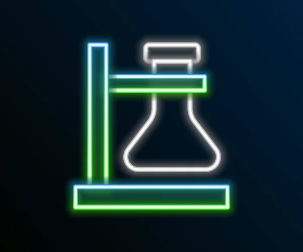 发光的霓虹灯线玻璃管试瓶上的站立图标隔离在黑色背景 实验室设备 五彩缤纷的概念 — 图库矢量图片