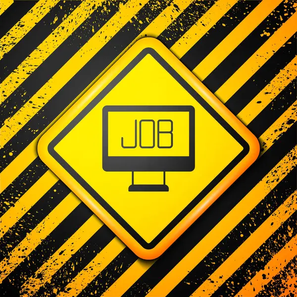 Black Search Job Icon Isolated Yellow Background Recruitment Selection Concept — Stock vektor