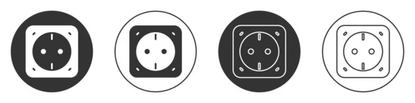 Icono Toma Corriente Eléctrica Negra Aislado Sobre Fondo Blanco Toma — Archivo Imágenes Vectoriales