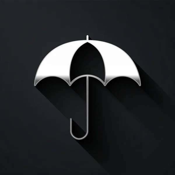 Silver Umbrella Icon Isolated Black Background Insurance Concept Waterproof Icon — Stock Vector