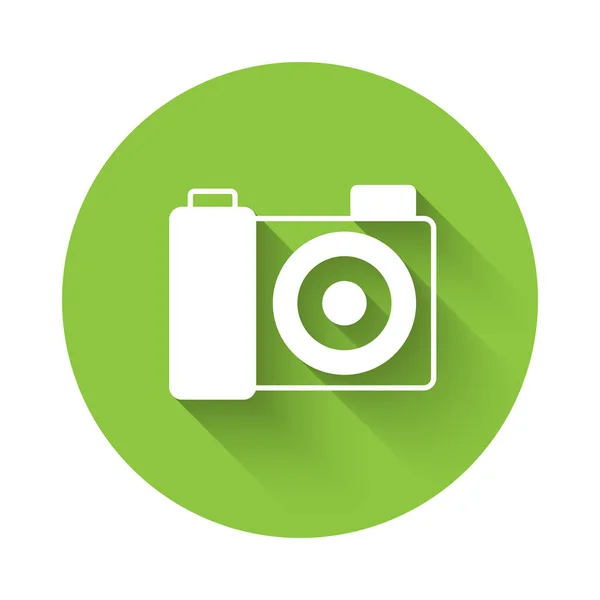 Weißes Fotokamera Symbol Isoliert Mit Langem Schatten Hintergrund Fotokamera Digitale — Stockvektor