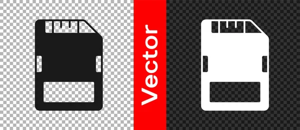 Zwarte Kaart Pictogram Geïsoleerd Transparante Achtergrond Geheugenkaart Adapter Pictogram Vector — Stockvector
