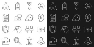 Üretici İnsan Projesi Üs İşçisi Kravat Serbest Çalışan hiyerarşisi ve zaman simgesi belirle. Vektör.